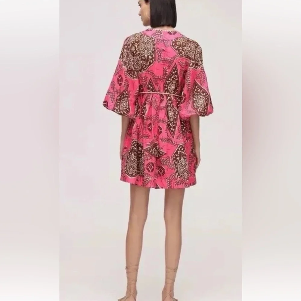 Zimmermann Lulu Pink and Brown Geometric Mini Dress - Picture 2 of 16